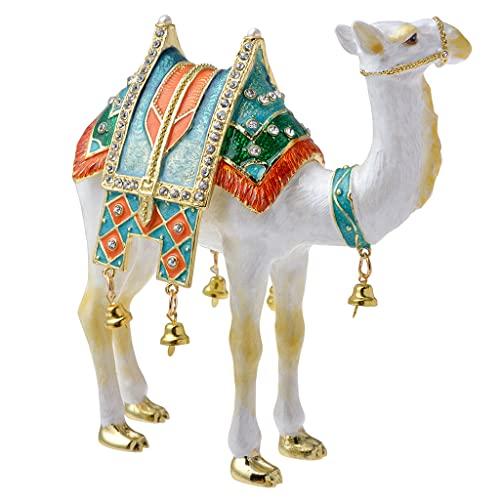 White Camel Figurine, 4.49-inch Trinket Jewelry Box with Hinges, Gold-Plated Crystal Enamel, Home Decor, Special Occasion Gift
