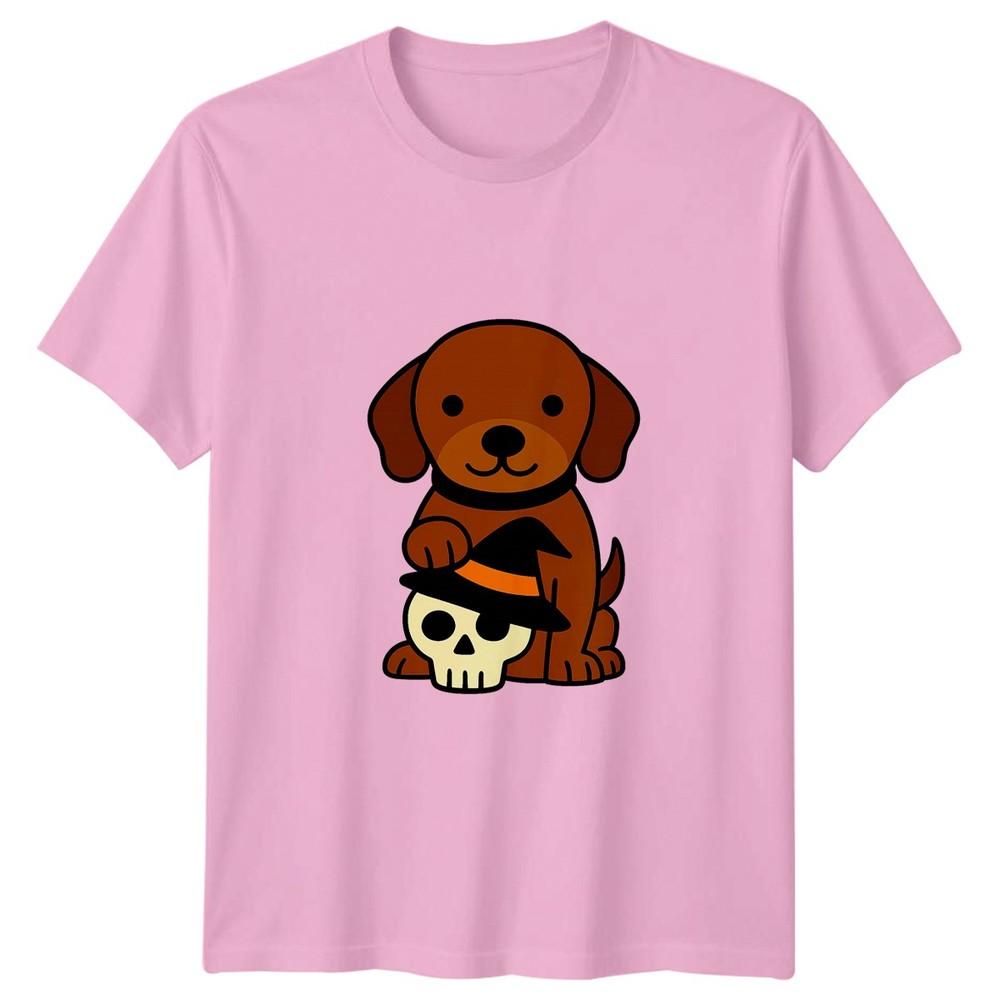 Puppy Dog Skull Witch Hat Halloween Holidays Unisexs Unisexs Graphic Tee
