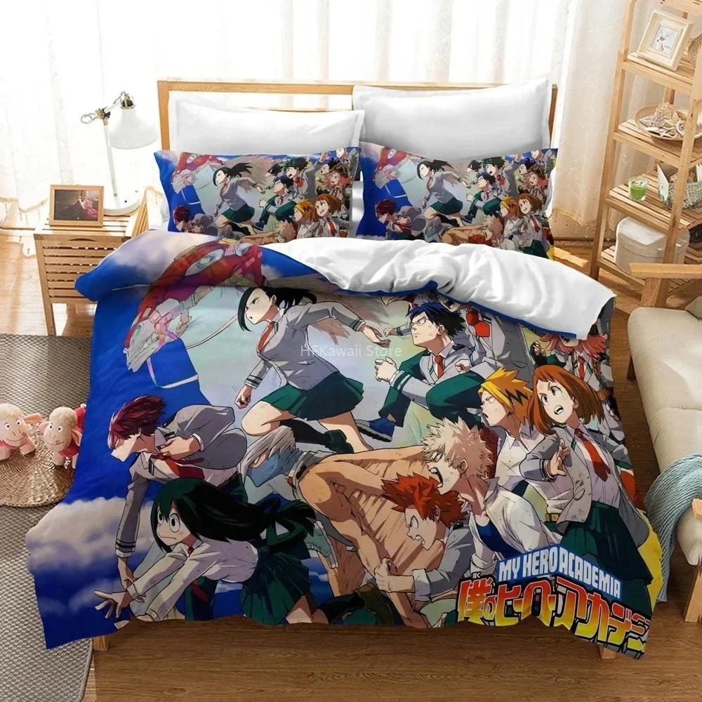 Design Popular 3D My Hero Academia Comfortable Duvet Quilt Cover Pillowcase Bedding Set Children Bedroom Decoration Home Textile