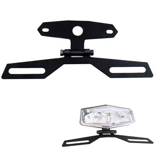 Motorcycle Folding License Plate Holder Adjustable Tail Rear Light Bracket Rack