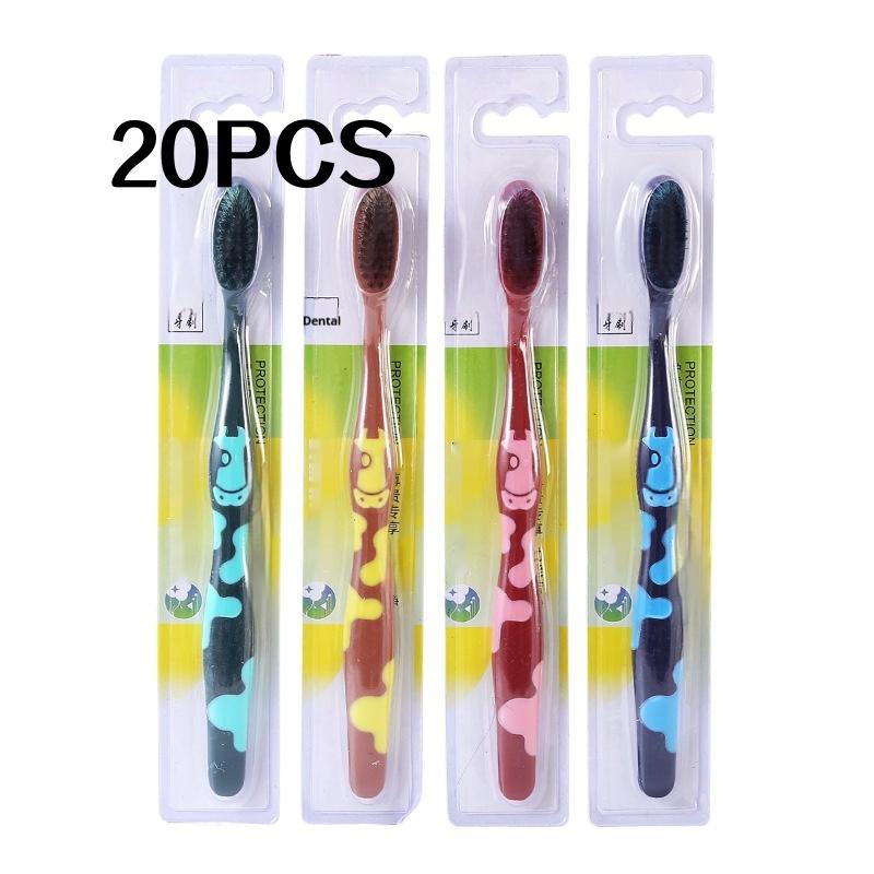 

20/30 шт. Случайный цвет Высококачественные Зубные щетки с щетиной высокой плотности в индивидуальной упаковке для взрослых, для дома, для отеля, вулканический карбон Фи