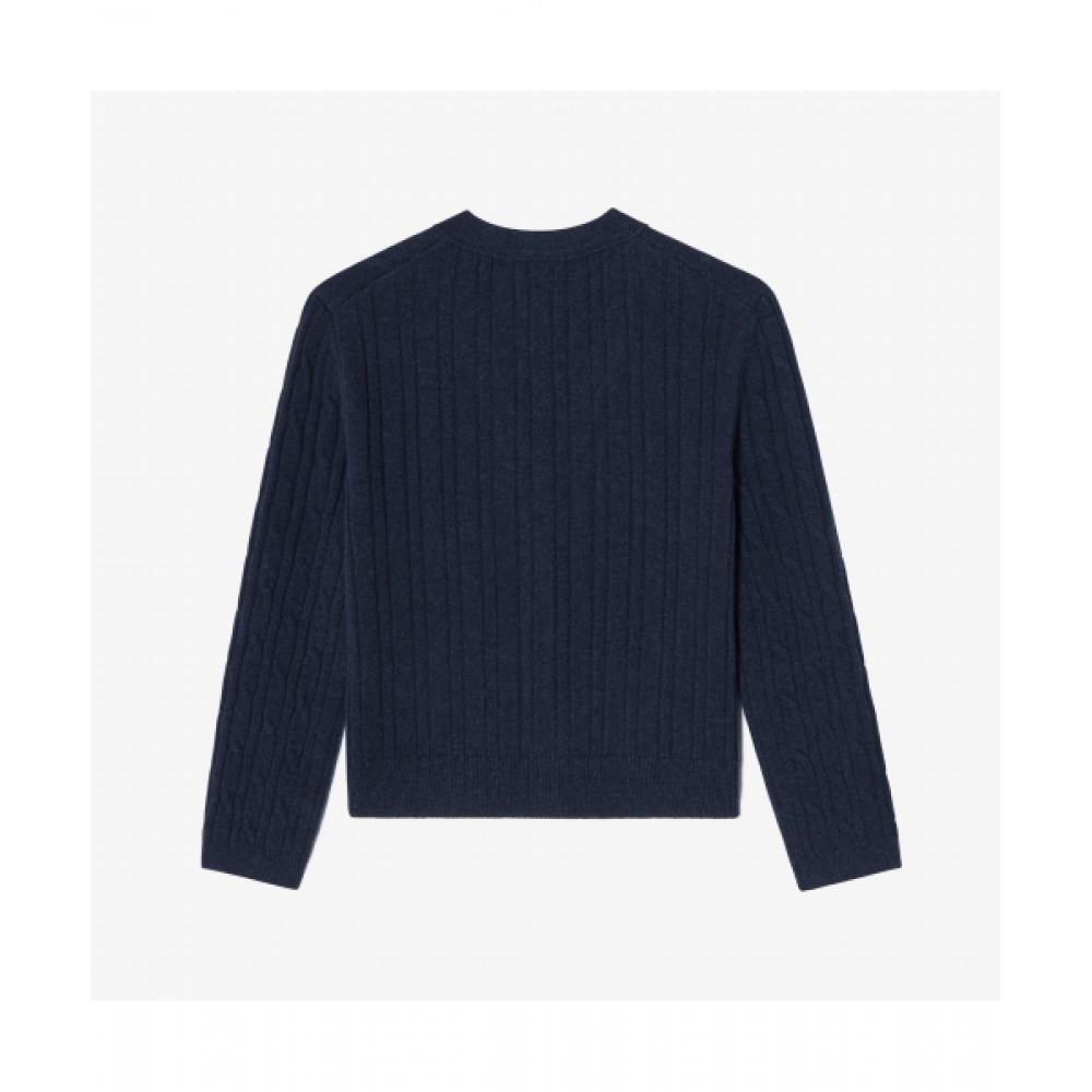 LacoSte Women S Cable V Neck Cardigan [naVy]
