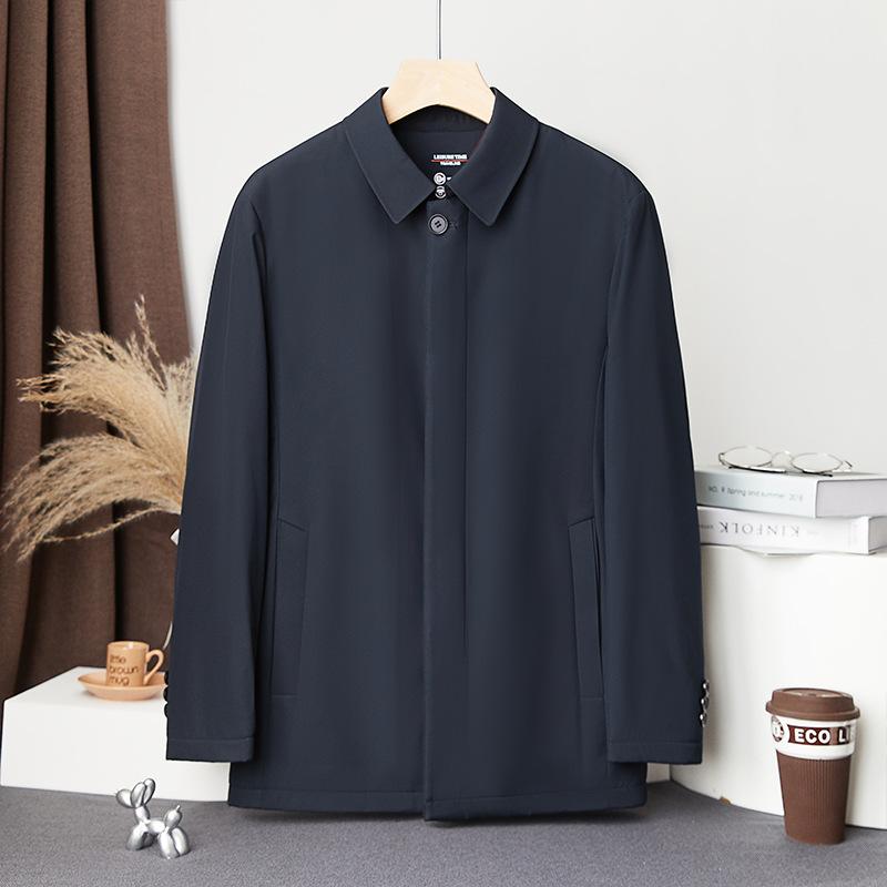 Middle-aged Men's Coat, Long Slim-fitting Retro Jacket, Lapel-neck Fit Jacket, Thermal Cotton-padded Coat.