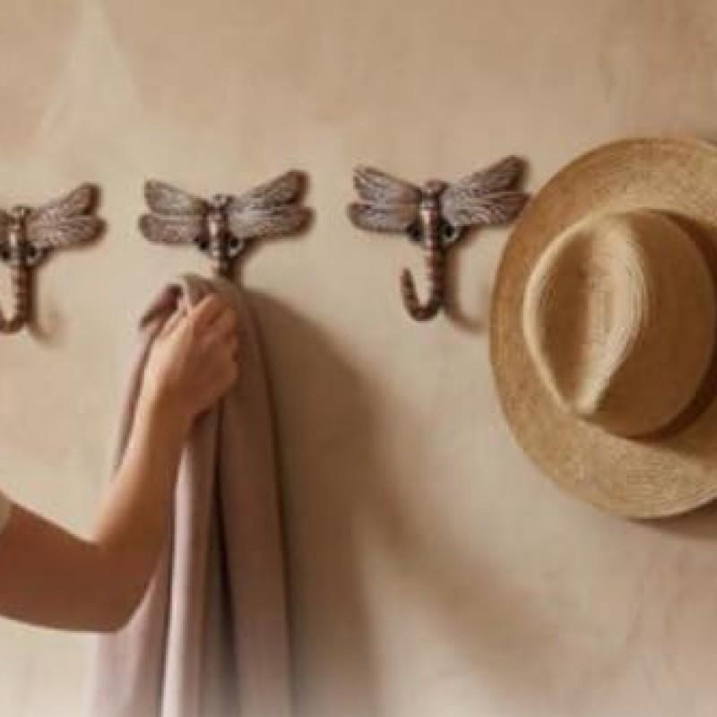 6 Pack Dragonfly Decorative Wall Hooks Decorative Mounted Hanger Vintage Coat Hooks for Coat Towel Robe Clothes Hats Bags Keys