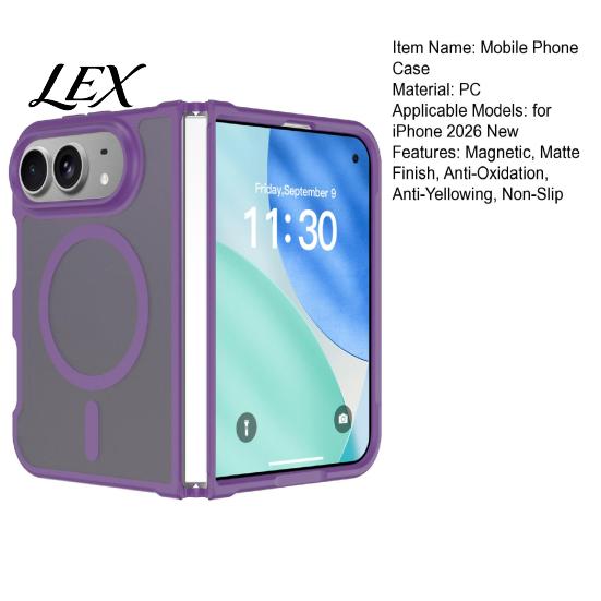 Smooth Touch Protective Shell Magnetic Matte Phone Case for iPhone 2026 New, Full Hinge Anti Oxidation Material Cover Protection, Not Yellowing