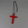Gothic Black White Red Wood Cross Pendants Necklace Fashion Long Chain Cross Necklace for Women Men Y2K Punk Style Jewlery Gifts