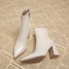 Fashion Autumn Womnen's High Heel Ankle Boots New Winter Plus Velvet Pointed Toe Chunky Heel Chelsea Boots for Women Heeled Sheos Dress