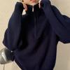 Open Zipper Turtleneck All-wool Knitted Sweater Top Women's Lazy Fashion Age-reducing Loose and Thin Sweater