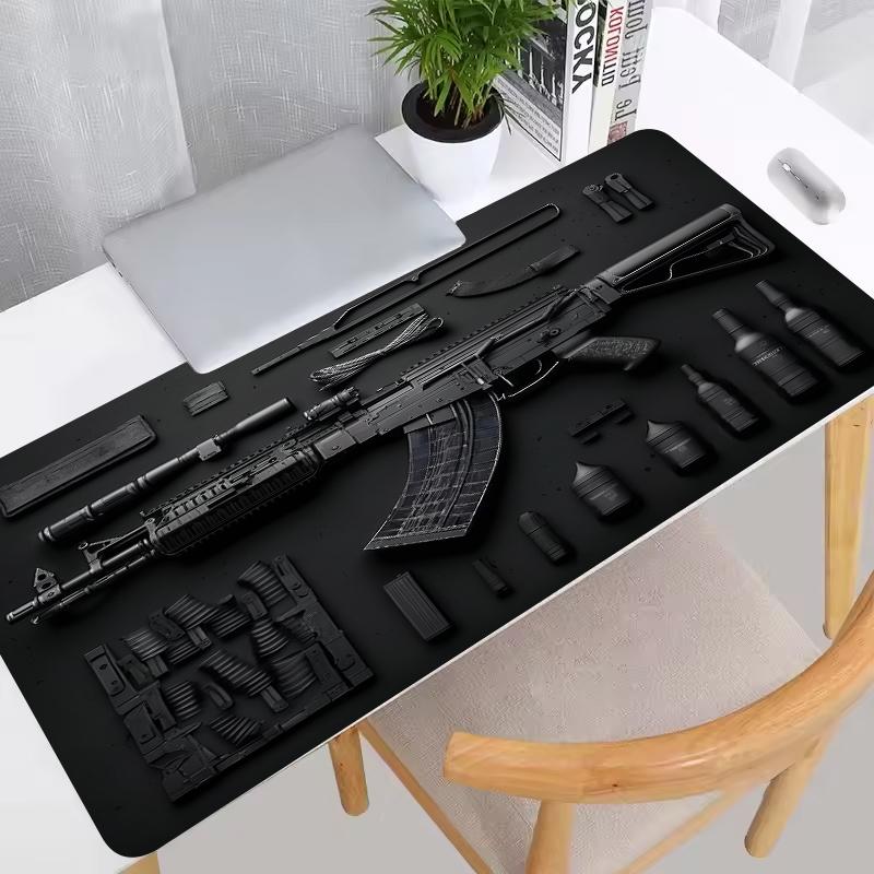 Tappetino Mouse Grande per Pistola Fucile Revolver Design Gaming di Precisione Base in Gomma Antiscivolo da Scrivania 80x40 Superficie Lavabile Tappetino per Ufficio