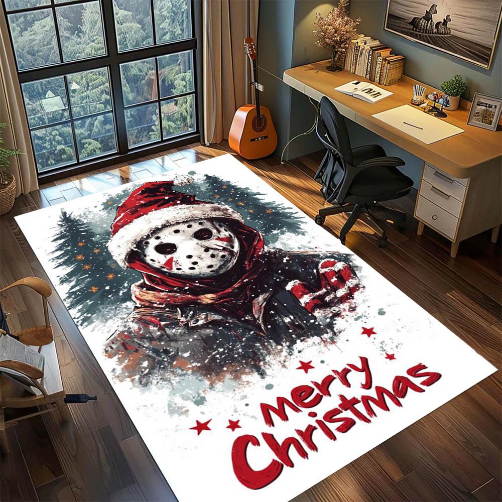 3D Horror Movie Characters Skull Carpet Rug Art for Room Decor Sofa Christmas Halloween Gifts Game Area Rug Non-slip Floor Mat