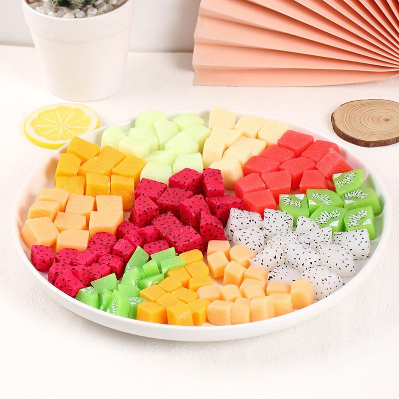 Miniature Fruit Cube Toys: Pitaya, Mango, Kiwi - Fruit Salad Platter Accessories