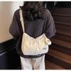 Korean Style Large Capacity Canvas Tote Bag - 2025 Autumn Pleated Niche Shoulder Crossbody Bag