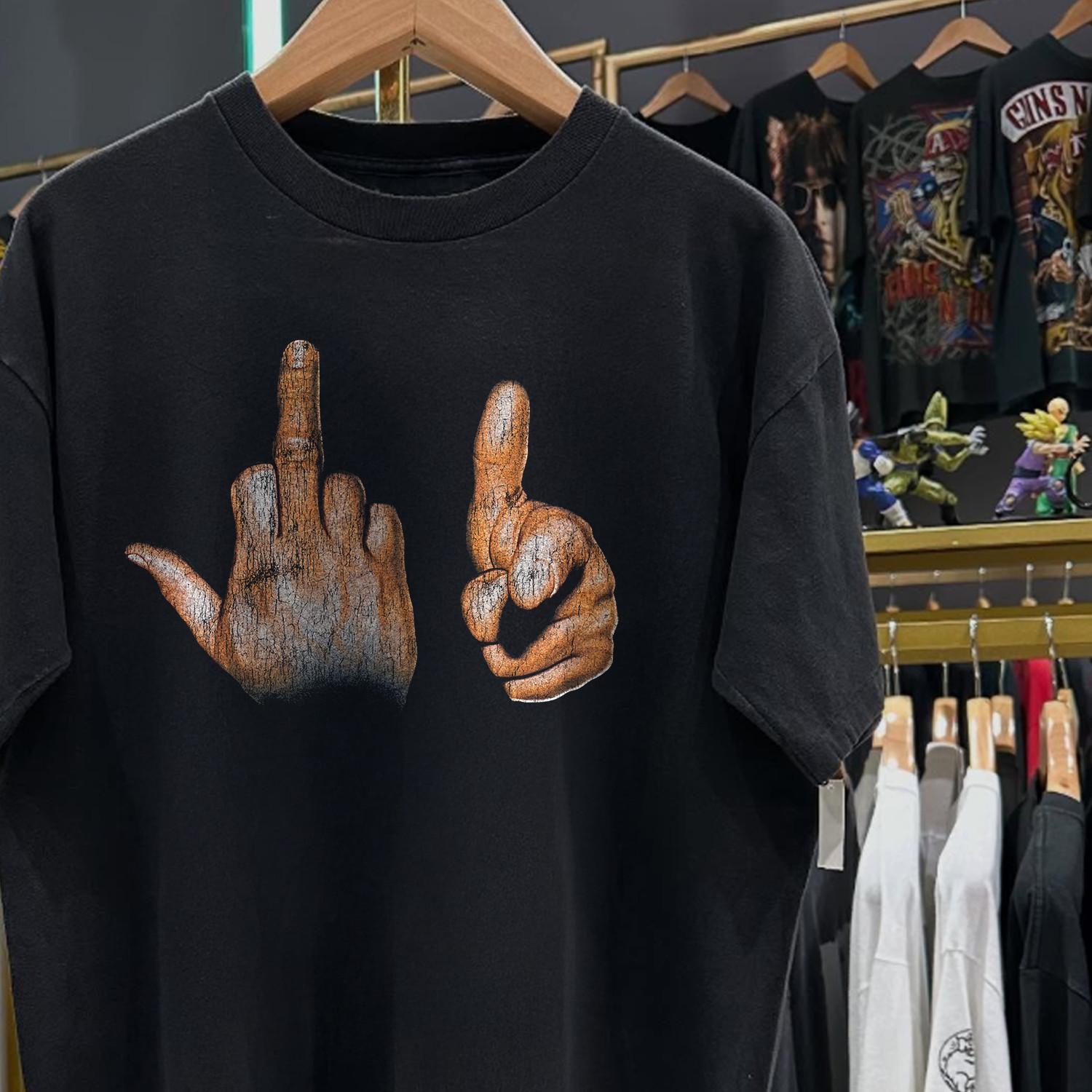 90s Two-Finger Salute Promo T-Shirt Black XXL S