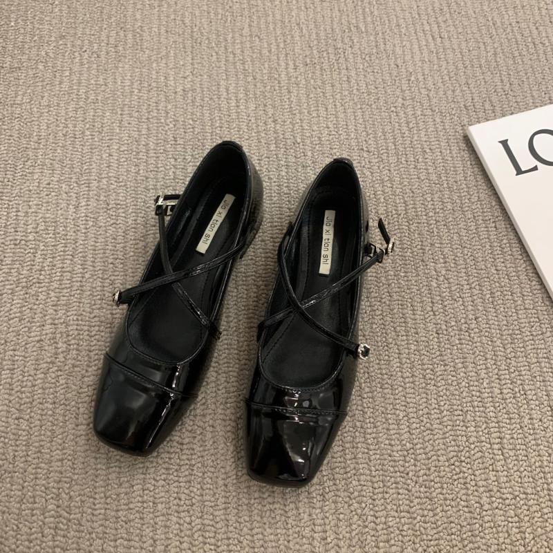 

Spring autumn Mary Jane Shoes For Women Retro Medium Heeled Women Single Shoes Soft Comfortable Red Ballet Shoes mocasines mujer 39 чорний