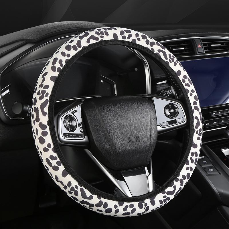 

Universal Steering-wheel Cover Fashion Leopard Car Elasticity Steering Wheel Cover Breathable Non Slip Car Interior Accessories белый