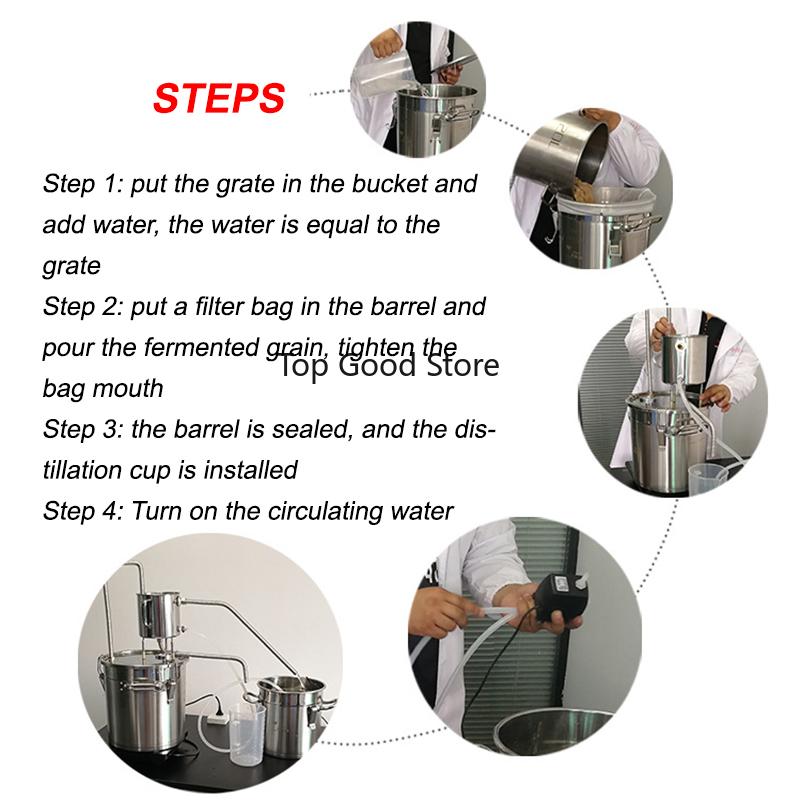 12/22/36L Stainless Steel Boiler Copper New Moonshine Distiller Home Alcohol Water Essential Oil Brewing Kit