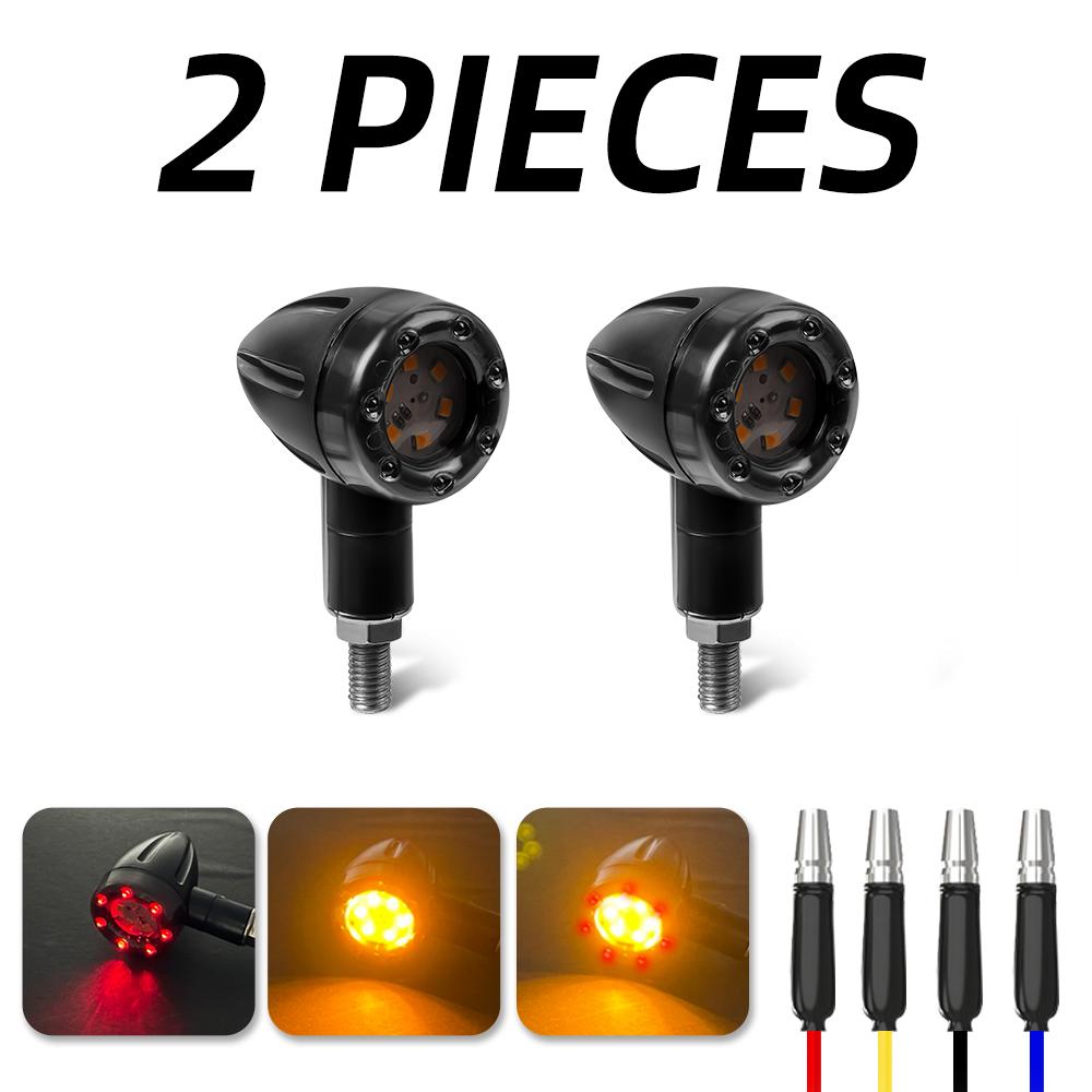 4/2Pcs Motorcycle LED Brake Light Amber and Red Turn Signal Tail Light Indicator Warning Signal Bulbs Lamps Motor Accessories