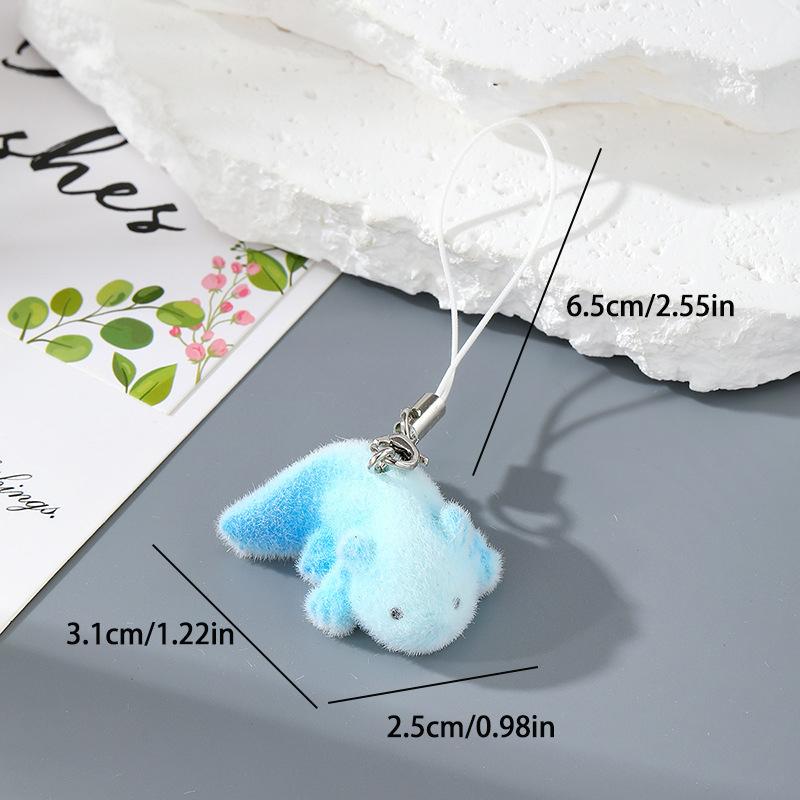 Fun Cartoon Flocking Animal Keychains Phone Lanyard Resin Cute Hexagonal Hedgehog Hippos Bag Earphone Case Pendant Girls Gift