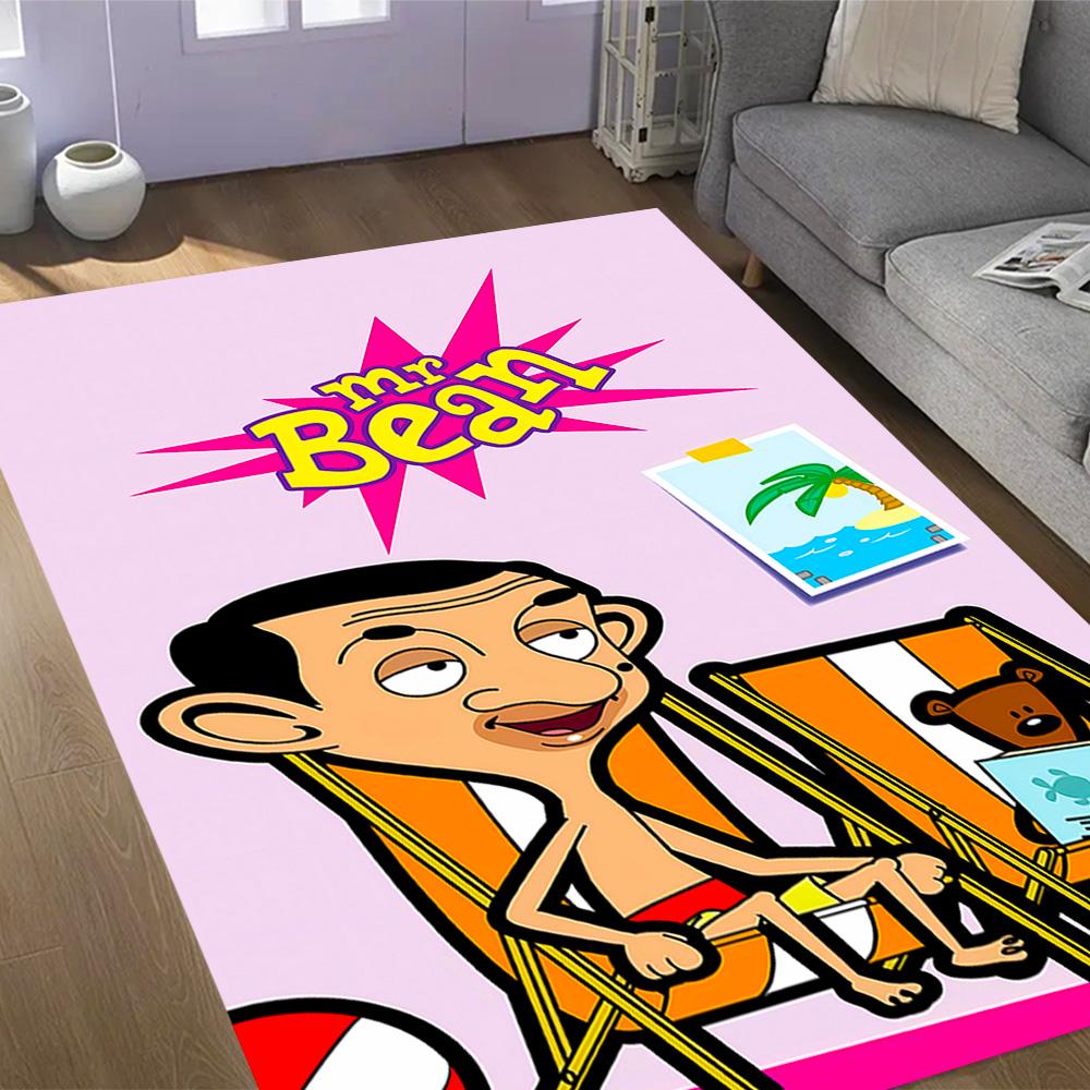 Mr Bean's Silly Adventure Themed Anti-Slip Rugs - Polyester Home Decor, Suitable for Bedrooms, Living Rooms, Doorways, Studios, and Decorations
