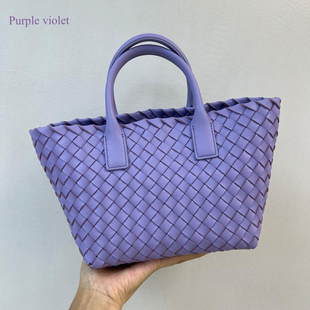 Hand Woven Mini Double-sided Pure Sheepskin Vegetable Basket Women's Bag Large Capacity Carrying Crossbody Bag Commuting Tote Bag