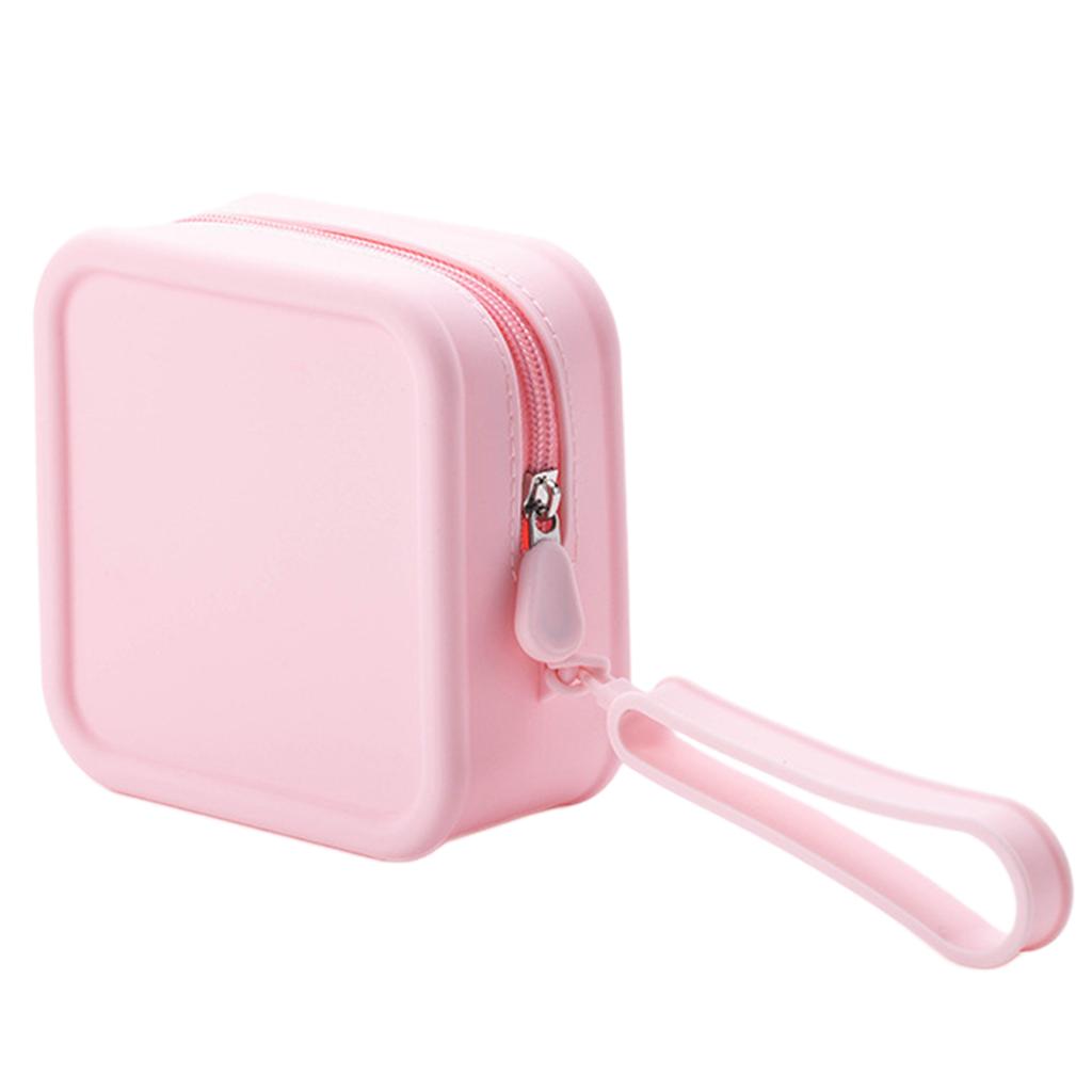 Candy Color Silicone Makeup Bag,Portable Lanyard Cosmetic Case Waterproof Zipper Toiletries Pouch,Mini Wallet Coin Purse