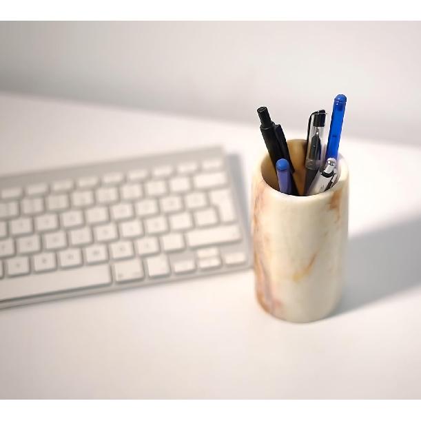 Pen Holder - Toothbrush Holder, Desk Organizer, Makeup Brush Holder, Gift for Home, Kitchen Utensil Holder, Storage Desktop, Onyx Marble, Mini Vase