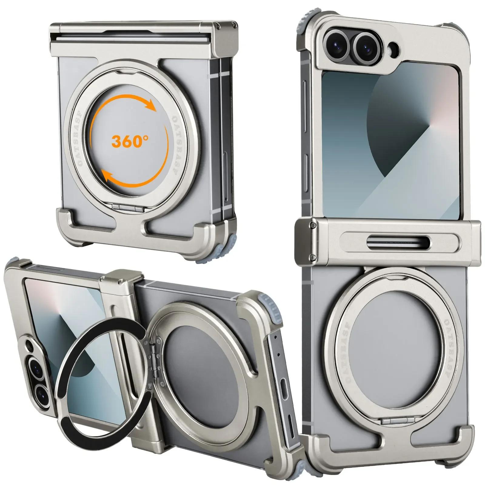 

Eary for Samsung Galaxy Z Flip 7 6 Case with MagSafe 360°Rotatable Magnetic Kickstand Ultra-Thin Shockproof Protective 7 6 Cover aluminum&Galaxy Z Flip6