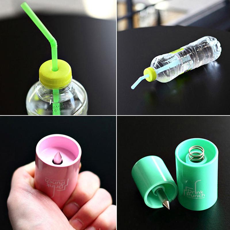 1Pcs Mini Water Drill Bottle Opener Tools Drink Punch Bottle Cover Hole Punch Opener For Straw For Party