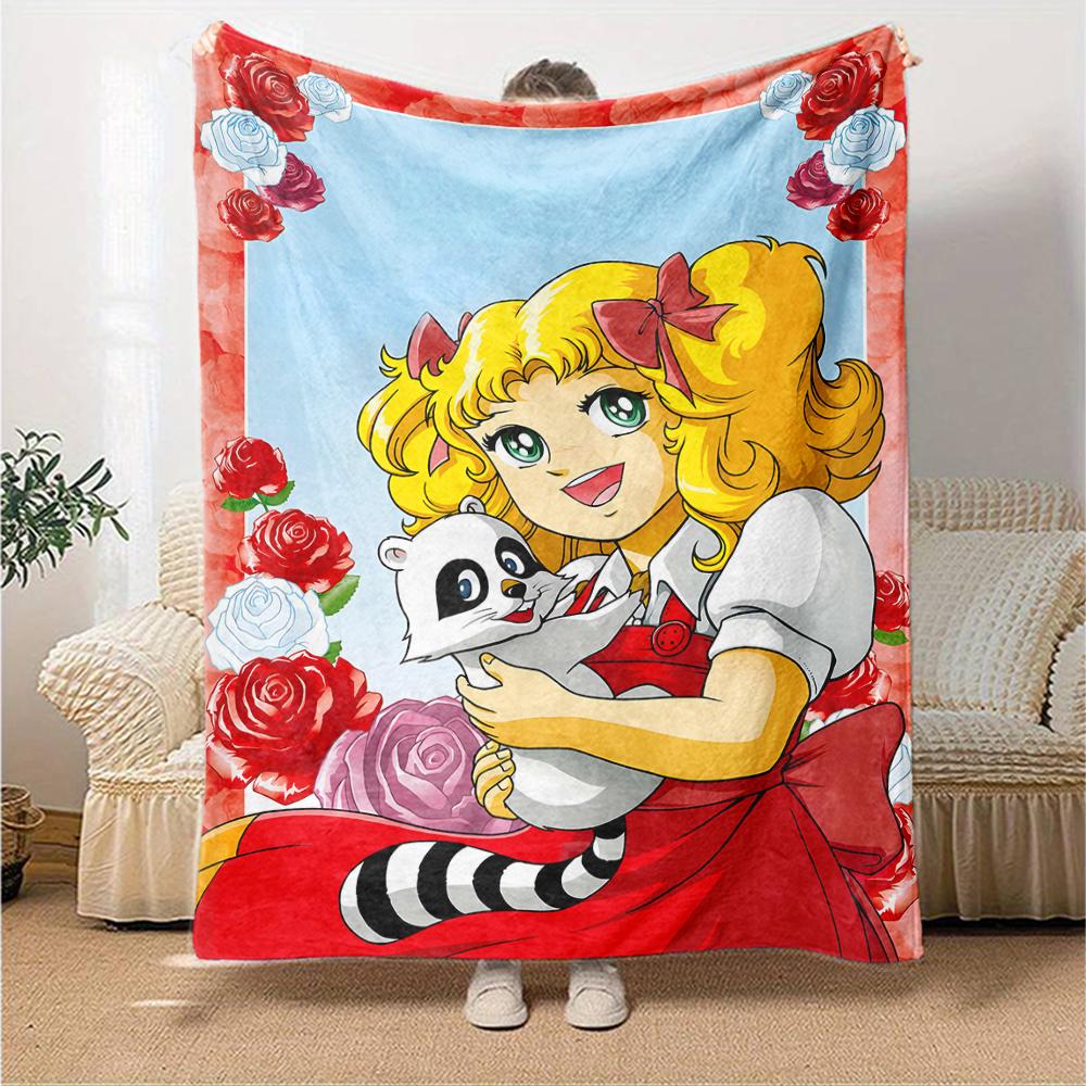 1pc Candy Candy2 Blanket, Gift, for Men and Women, Soft Blanket, Good for Sofa Bed Couch Travel, Lightweight Flannel Blanket