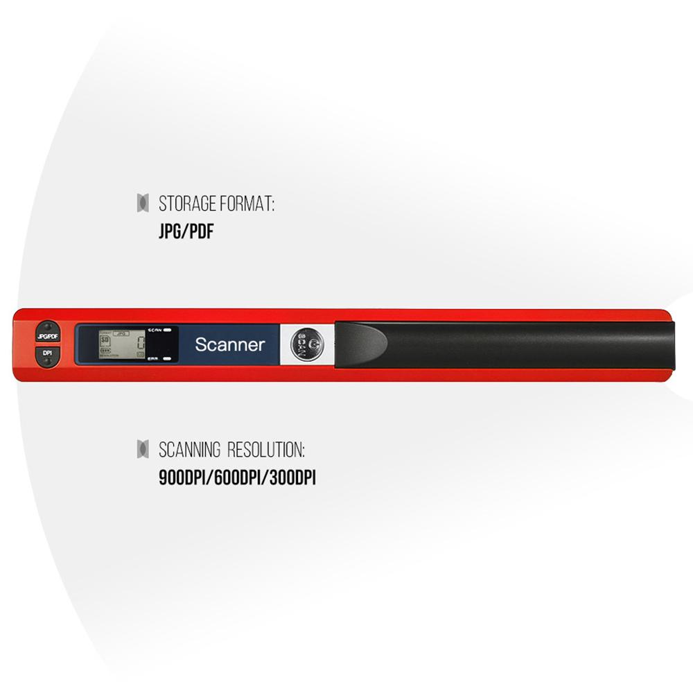 Taşınabilir El Tipi Kablosuz Tarayıcı A4 Boyutu 900 DPI JPG PDF Formatları LCD Ekran Koruyucu Çanta ve 8GB TF Kart ile