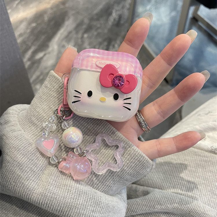 Transparent powder plaid KT is suitable for airpodspro 1st generation 1st generation Bluetooth protective case Apple AirPods 1 generation earphone cas