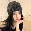 Vintage Beanie Hat Hollow Woven Cap Retro Sequin Knitted Hat  Winter