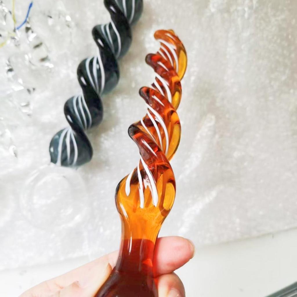 VaHppy Dildo mit Gewinde, rund, Buntglas, Sexspielzeug für Erwachsene, Analplugs, weibliche Masturbation, SM, BDSM, Gay, verdreht, 4 Farben, 160 g, 3,6 cm