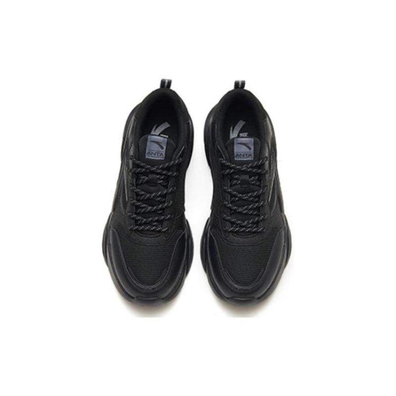 Anta Life Collection Anti-Slip Wear-Resistant Breathable Impact-Resistant Lightweight Mid-Top Running Shoes Men's Black Sneakers 912338821-1