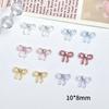 10PCS Solid Color Minimalist Bows Nail Charms Translucent Jelly Bowknots Mini Rhinestones Inlaid Nail Art Decorations for DIY