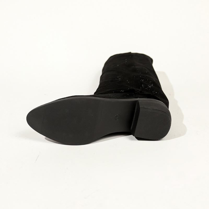 Plus Size Shoes Female Knee-High Women's Boots Elegant Modern Boots Women Sewing Pointed Toe Med Heel Slip on Ladies Shoes
