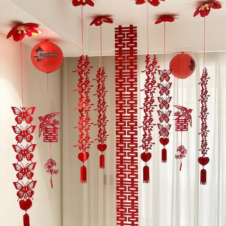 Double Happiness Ceiling Decorations for Wedding Bedroom