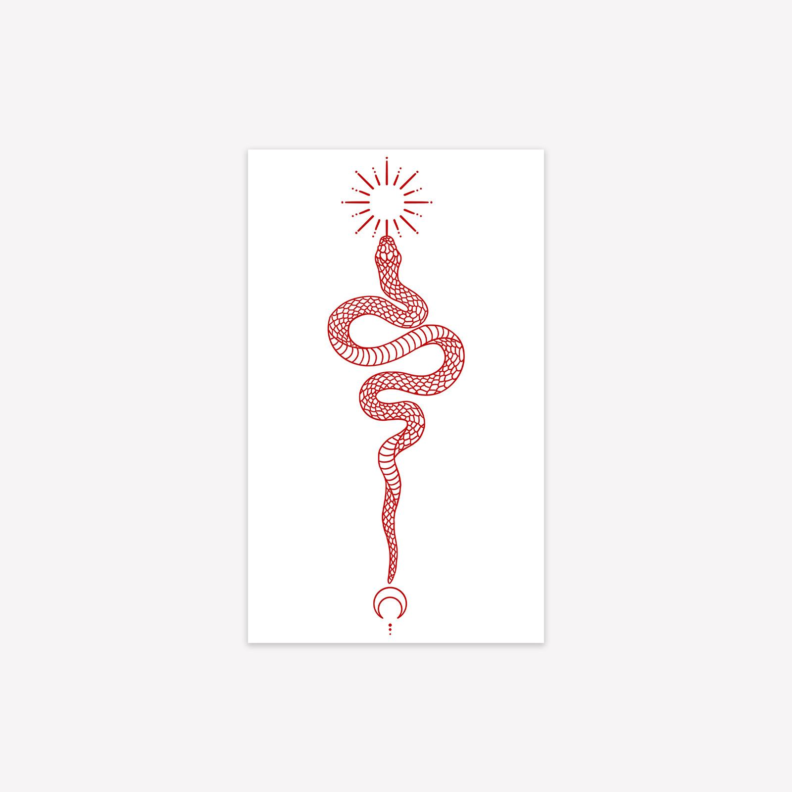 

Tattoo Sticker Moon Snake Waterproof And Long-Lasting Non-Reflective Advanced Sense Personalized Tattoo Sticker 9*15