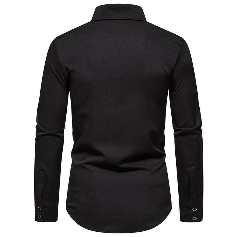 Camicia Henley Uomo Maniche Lunghe - Tessuto Strutturato In Misto Cotone - Vestibilità Casual E Slim