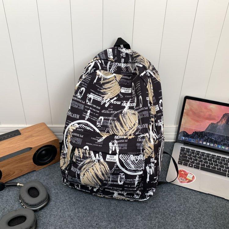Schoolbag Korean Version Japanese Ins Fashion Trend Schoolbag Male Trendy Brand Couple Graffiti Print Junior High School Student Backpack