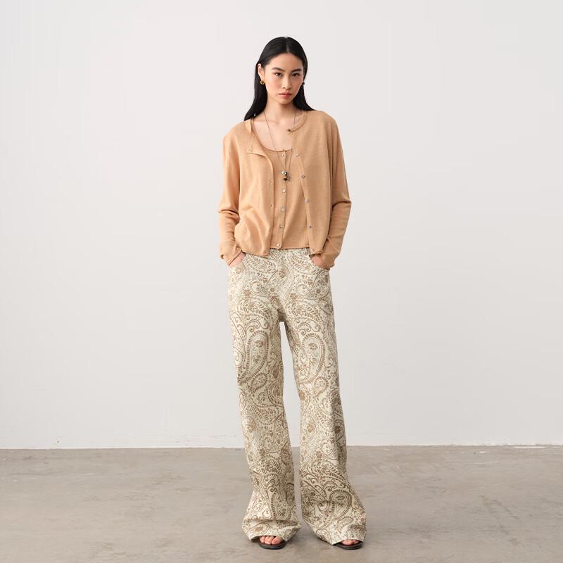 Women s Printed Straight-Leg Cotton Casual Pants L