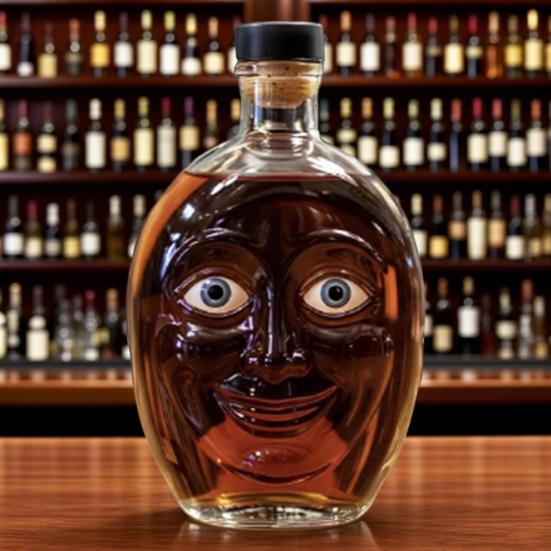Pumpkin Wine Bottle with Human Face Creepy Cute Spooky Wine Bottle Unique Evil Smirks Fun Face Bottle for Halloween