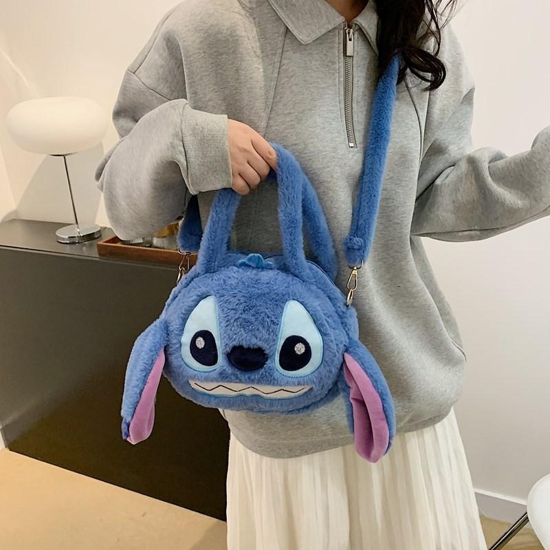 Stitch Plush Shoulder Bag Made Of Soft Material With Inner Pocket For Casual Use