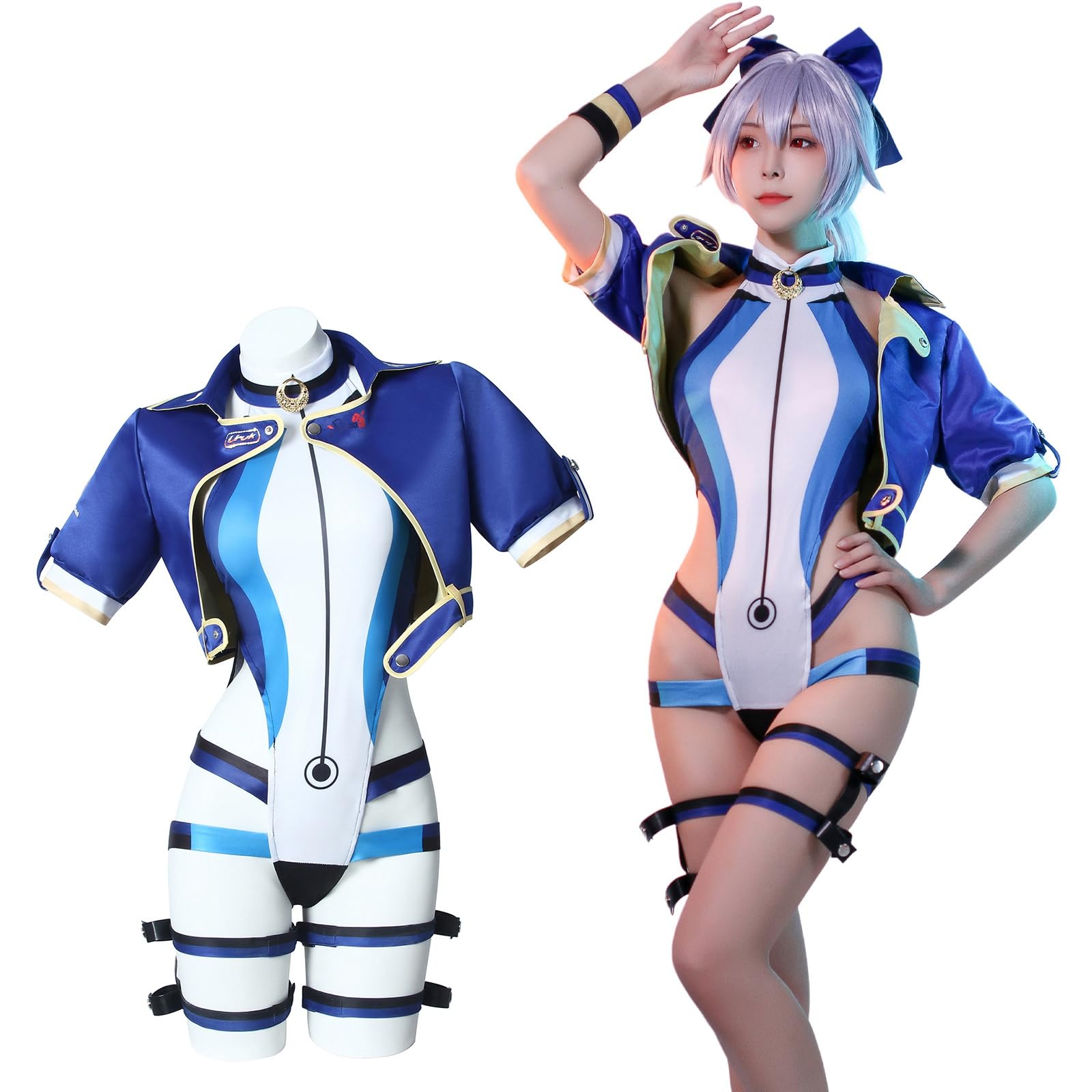 

Tomoe Gozen Swimsuit Cosplay Costume with Order Swimsuit Wig Adult Cultural Cute School Festival Gift Gozen Swimsuit [Divine Quality] Jacket,