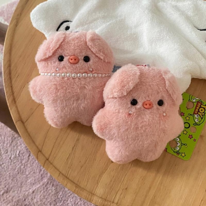 Cute Pink Pig Plush Keychain Pendant Cute Pig Necklace Charm Plush Keychain Plush Material Backpack Pendant Gift for Kid