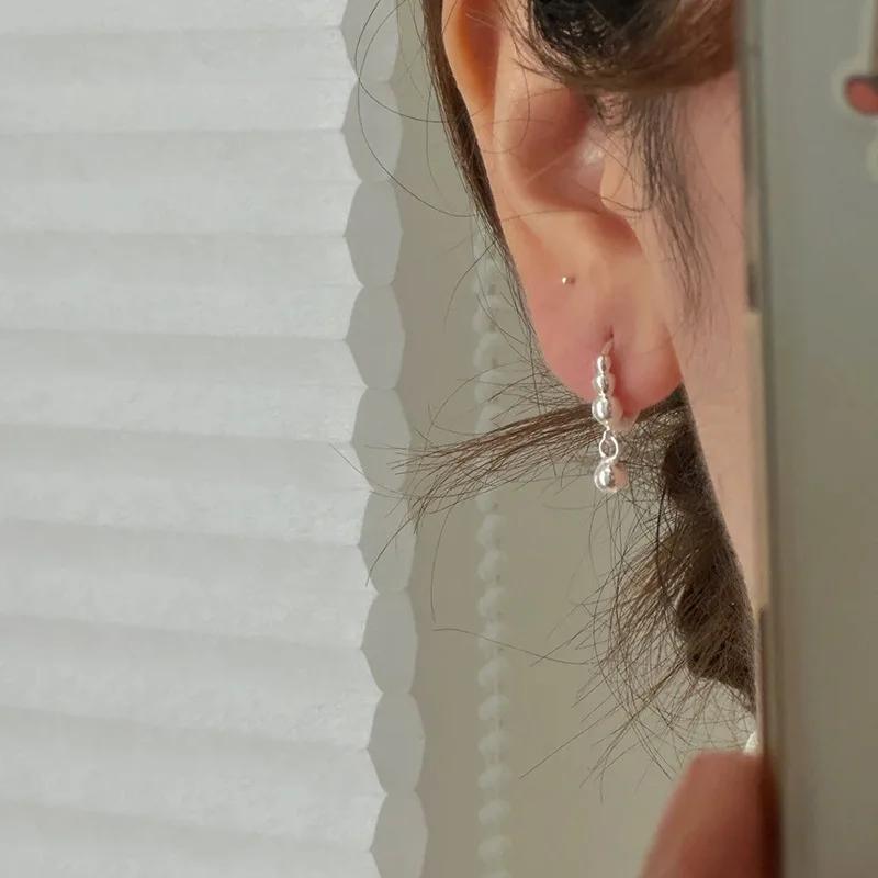 925 Silver Ball Hoop Earrings for Women Minimalist Classic Jewelry Dainty Accessories
