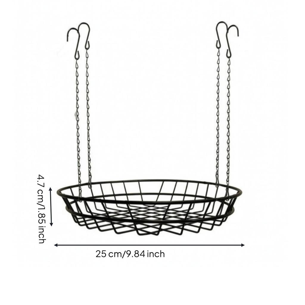 Hanging Planter Insert Round Iron Basket Sturdy for Porch