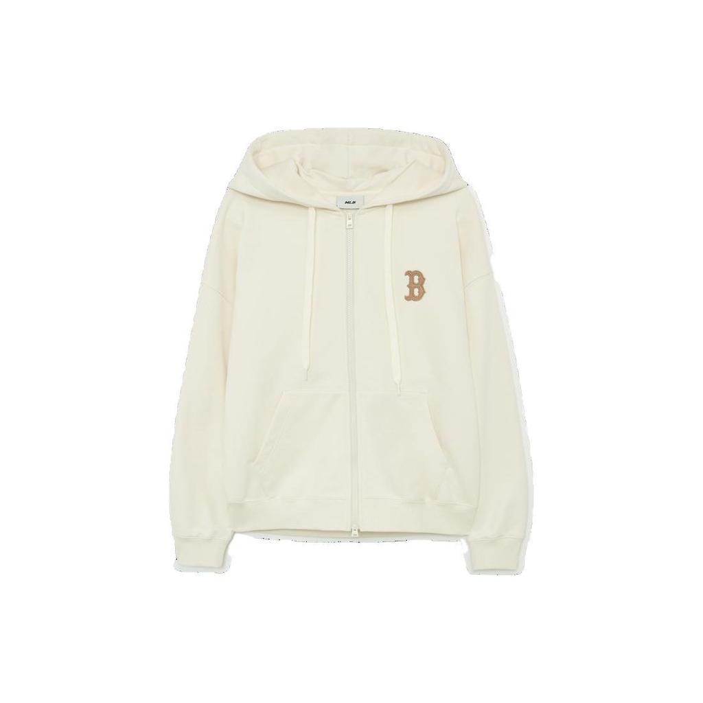 MLB RED SOX Sweatshirts Unisex Cream Hooded Moderate Cardigan 3ATRB0134-43CRD