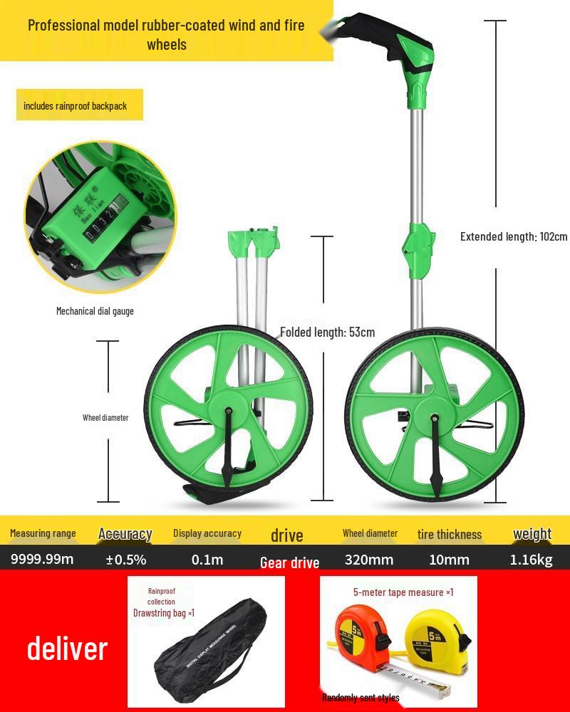 Mechanical Digital Road Measuring Wheel – Outdoor Roller Rangefinder for Engineering