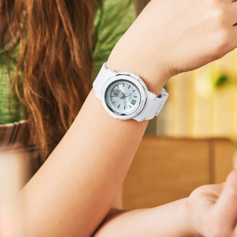 Casio CASIOBABY-G100 Meters Waterproof Function, Solar Quartz Movement, Resin Strap, Japanese and Korean Watch, Women's Watch, Silver BGA-2900-7AJF